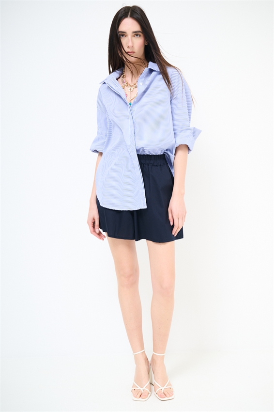 SHORTS IN POPELINE CON ELASTICO BLU