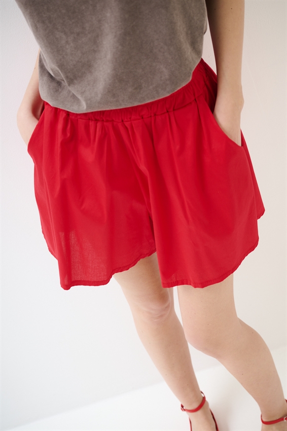 SHORTS IN POPELINE CON ELASTICO ROSSO