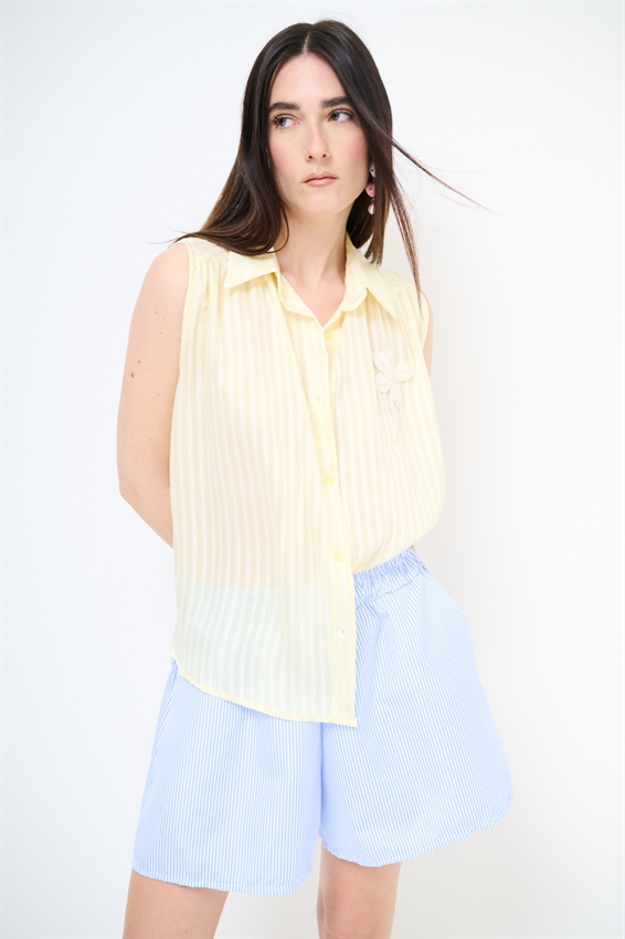 TOP IN TENCEL A RIGHE BURRO