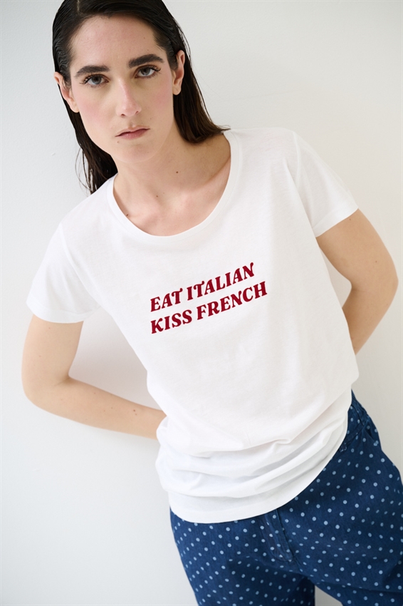 T-SHIRT BASICA CON STAMPA EAT ITALIAN