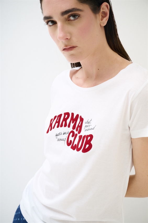T-SHIRT BASICA CON STAMPA KARMA CLUB BIANCO