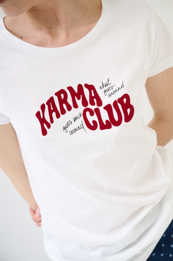 T-SHIRT BASICA CON STAMPA KARMA CLUB BIANCO