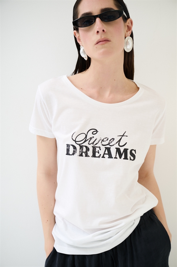 T-SHIRT BASIC CON STAMPA SWEET DREAMS BIANCO