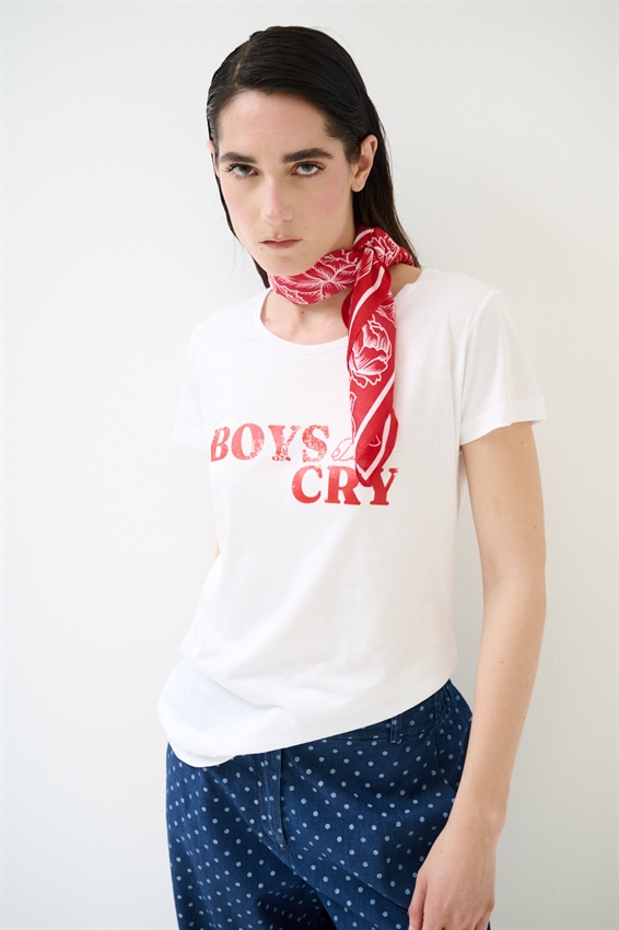 T-SHIRT BASIC CON STAMPA BOYS CRY BIANCO