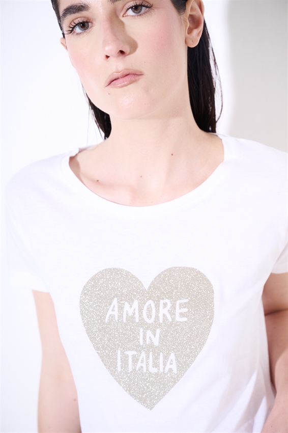 T-SHIRT BASIC CON STAMPA AMORE IN ITALIA