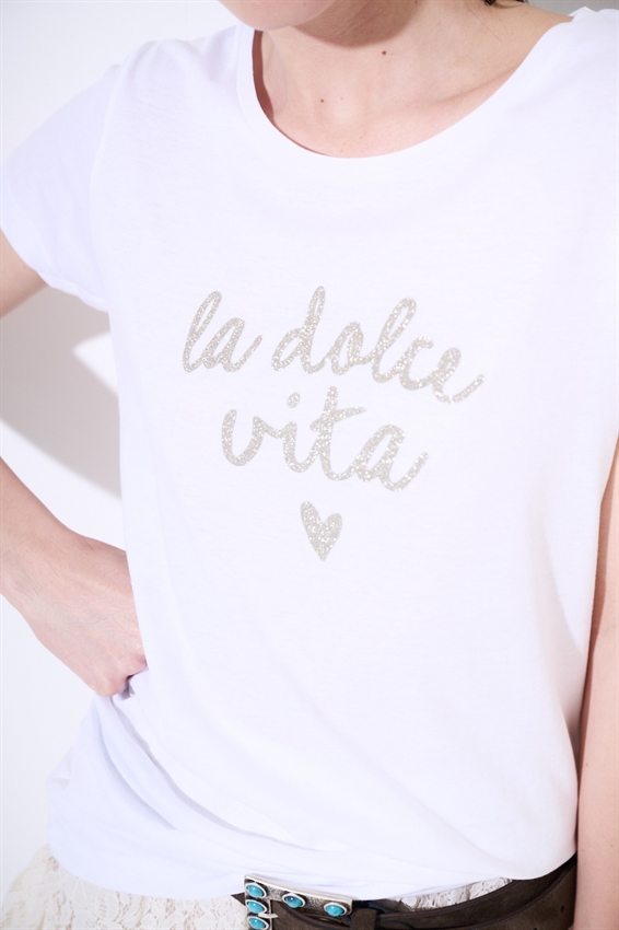 T-SHIRT BASIC CON STAMPA LA DOLCE VITA