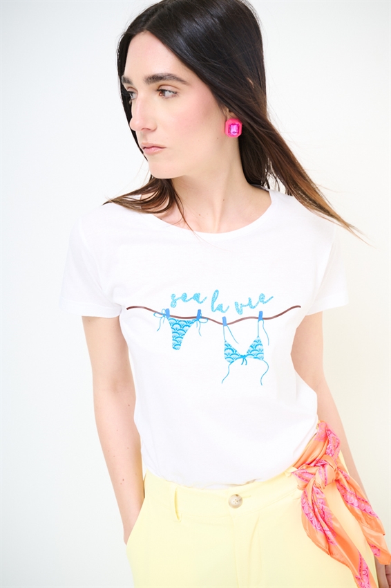 T-SHIRT BASIC CON STAMPA SEA LA VIE