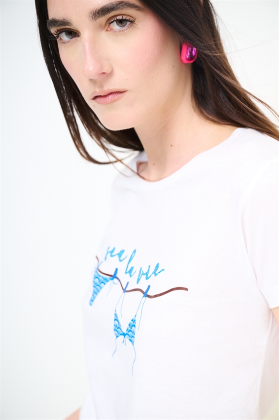 T-SHIRT BASIC CON STAMPA SEA LA VIE BIANCO