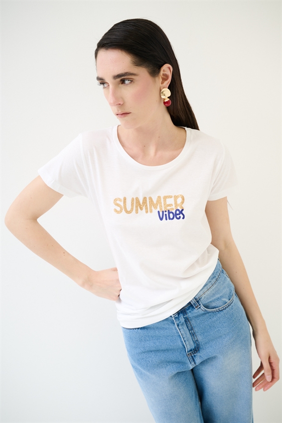 T-SHIRT BASIC CON STAMPA SUMMER VIBES
