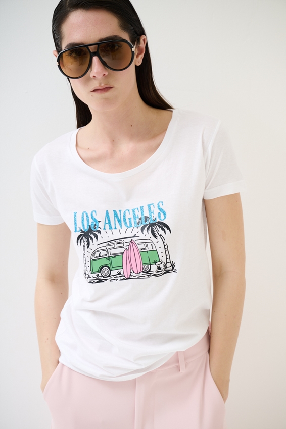 T-SHIRT BASIC CON STAMPA LOS ANGELES BIANCO