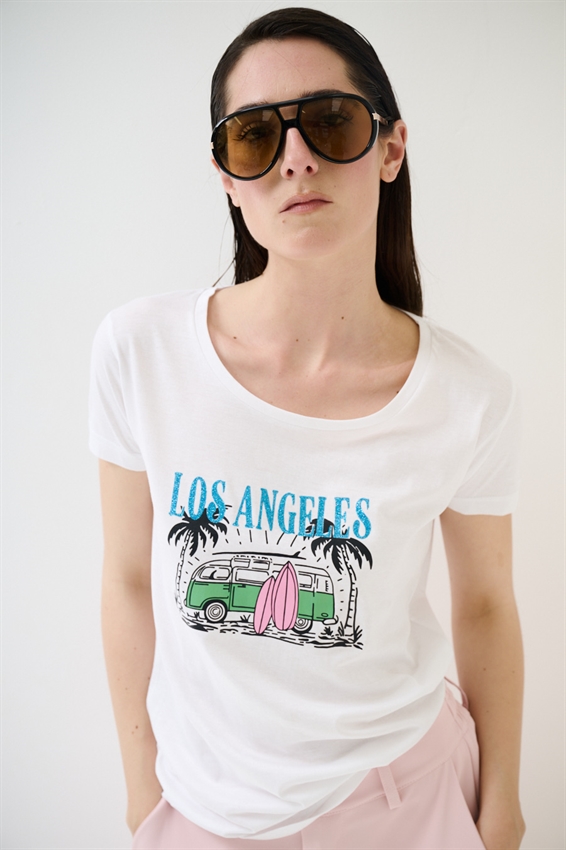 T-SHIRT BASIC CON STAMPA LOS ANGELES BIANCO
