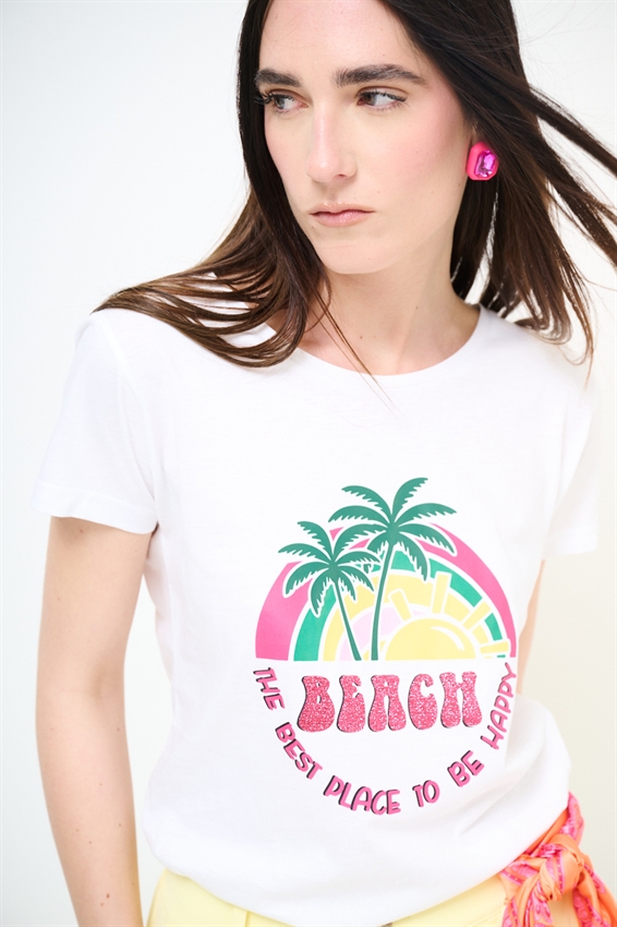 T-SHIRT BASIC CON STAMPA BEACH PLACE