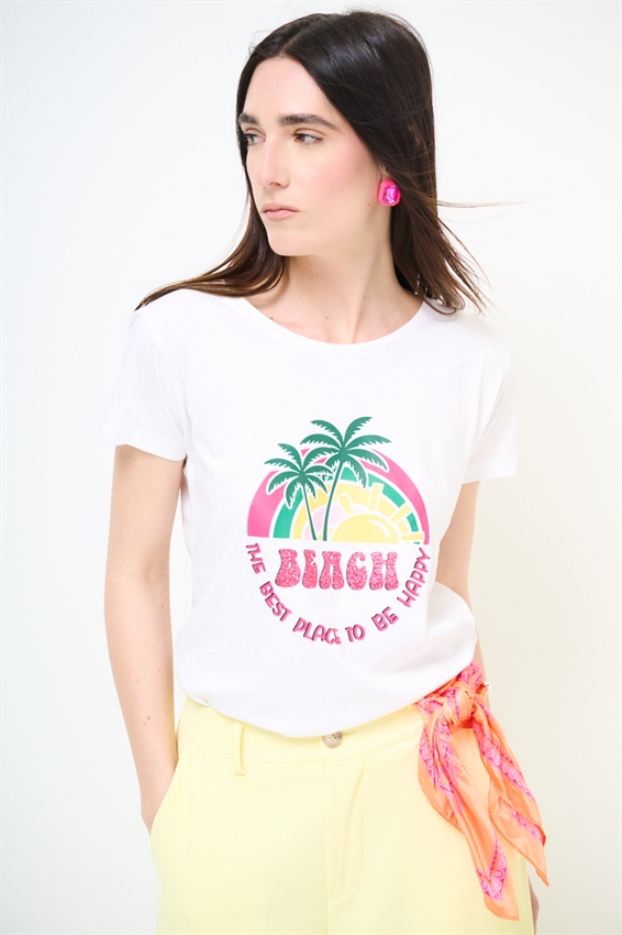 T-SHIRT BASIC CON STAMPA BEACH PLACE