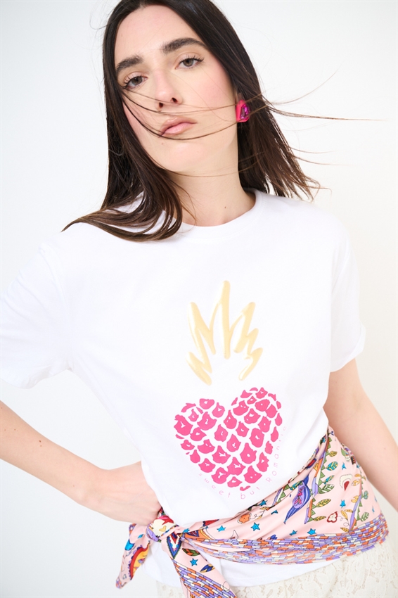 T-SHIRT REGULAR CON STAMPA CUORE BIANCO