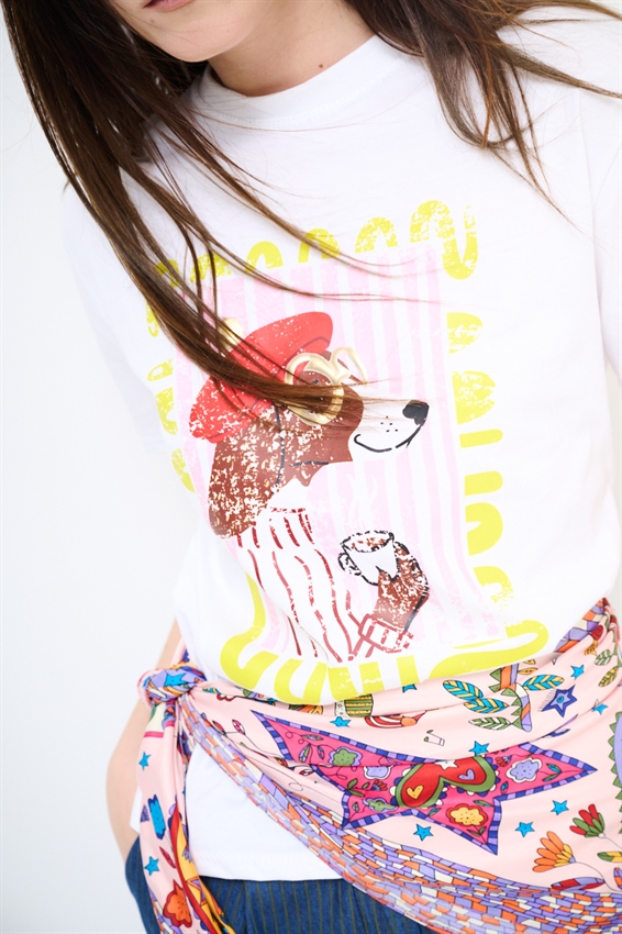 T-SHIRT REGULAR CON STAMPA CANE + BORCHIE