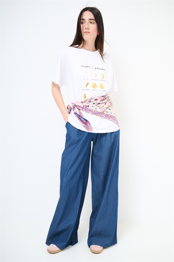 T-SHIRT GRACE CON STAMPA MOON PHASES BIANCO