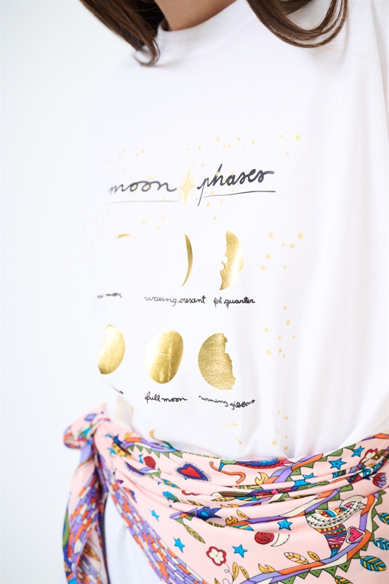 T-SHIRT GRACE CON STAMPA MOON PHASES BIANCO