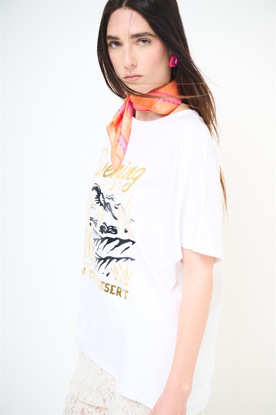 T-SHIRT GRACE CON STAMPA DESERT BIANCO