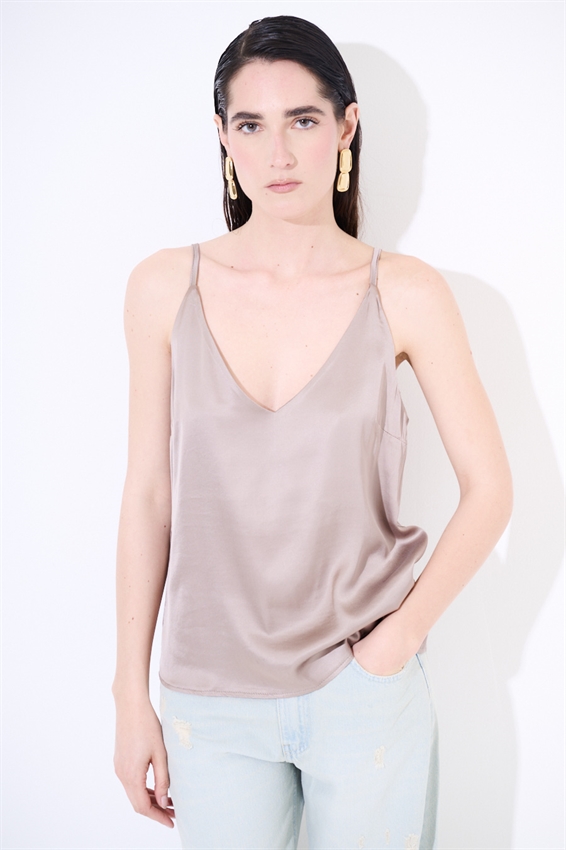 CANOTTA BASIC CON SPALLINI REGOLABILI IN VISCOSA FANGO