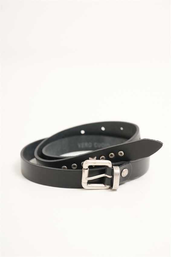 CINTURA IN PELLE CON PIETRE SMERALDO NERO