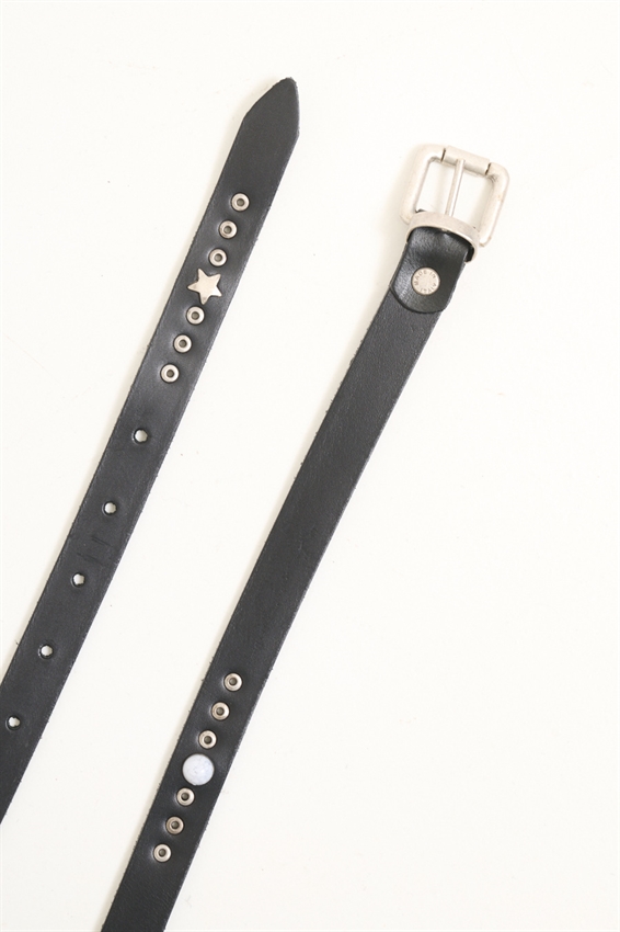 CINTURA IN PELLE CON PIETRE SMERALDO NERO