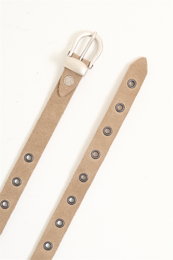 CINTURA SOTTILE IN SUEDE MULTIFORO FANGO
