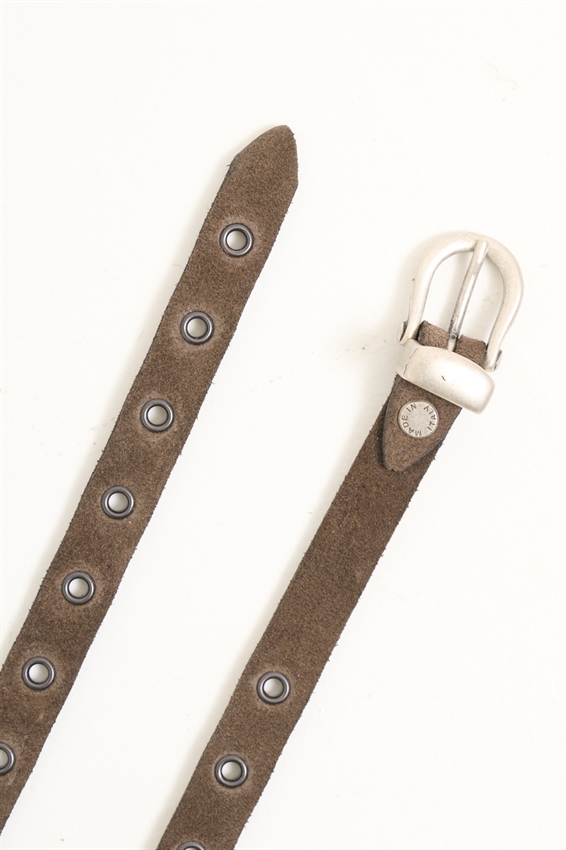 CINTURA SOTTILE IN SUEDE MULTIFORO MORO