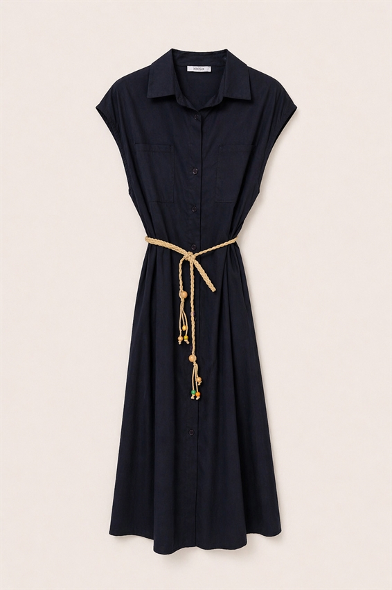 ABITO MIDI SMANICATO CON TASCHE