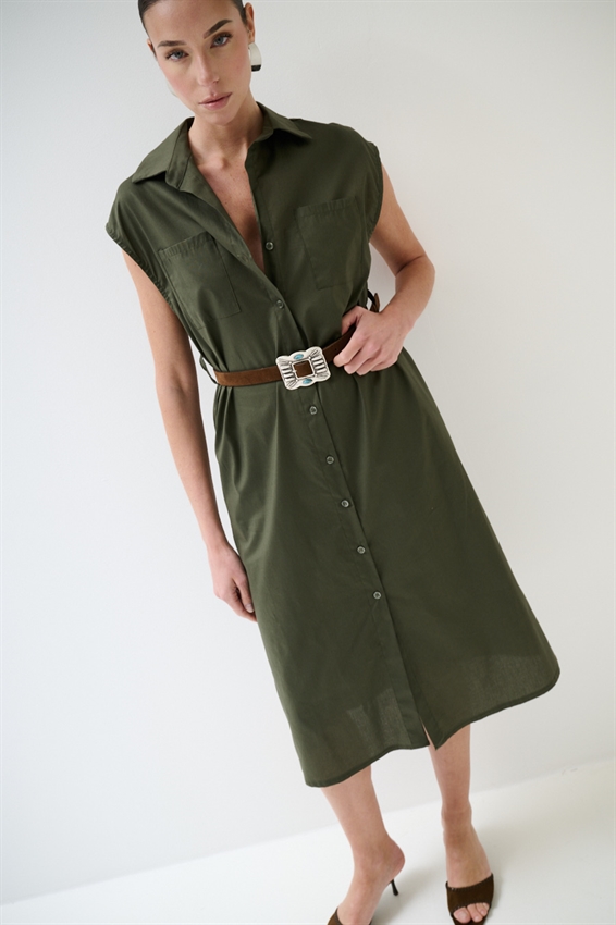 ABITO MIDI SMANICATO CON TASCHE