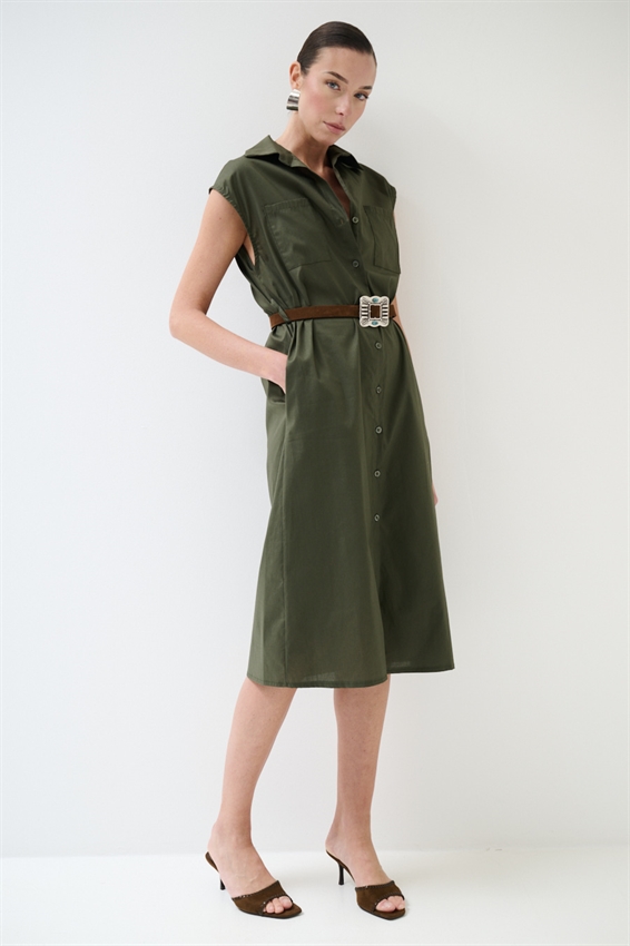 ABITO MIDI SMANICATO CON TASCHE