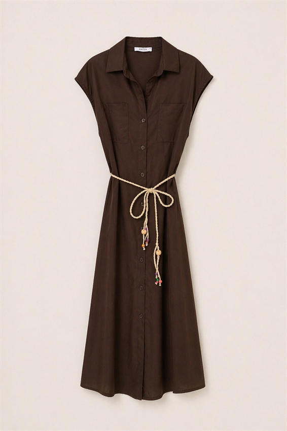 ABITO MIDI SMANICATO CON TASCHE