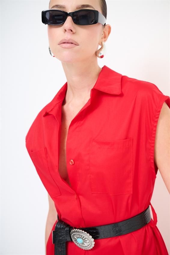 ABITO MIDI SMANICATO CON TASCHE