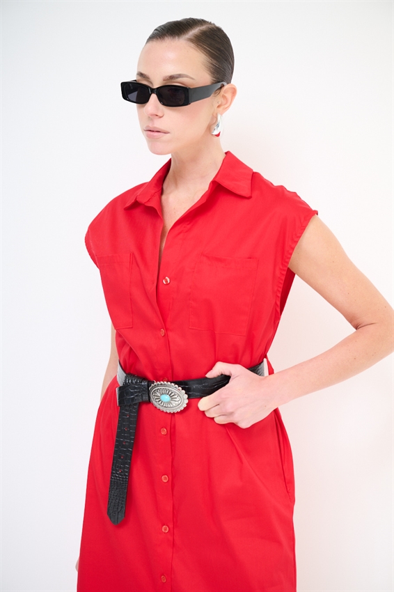 ABITO MIDI SMANICATO CON TASCHE