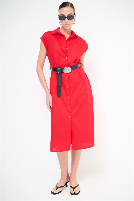 ABITO MIDI SMANICATO CON TASCHE