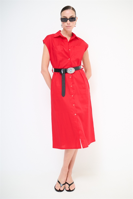 ABITO MIDI SMANICATO CON TASCHE