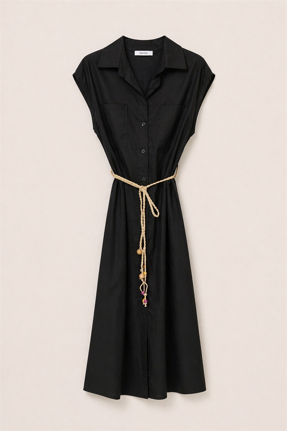 ABITO MIDI SMANICATO CON TASCHE