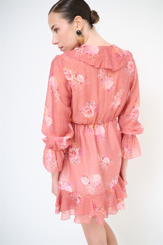 ABITO CORTO CON DOPPIA BALZA A FANTASIA FANGO