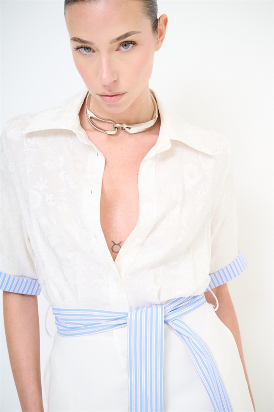 ABITO BICOLOR CON PASSAMANERIA BURRO