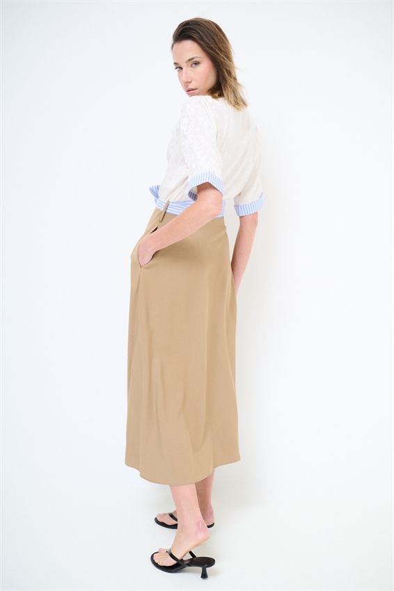 ABITO BICOLOR CON PASSAMANERIA NOCCIOLA