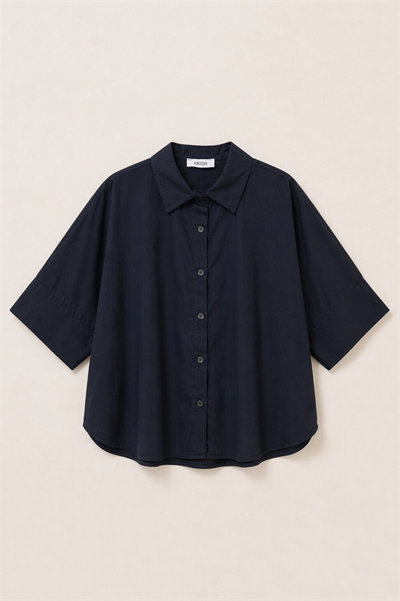 CAMICIA MANICA A PIPISTRELLO BLU