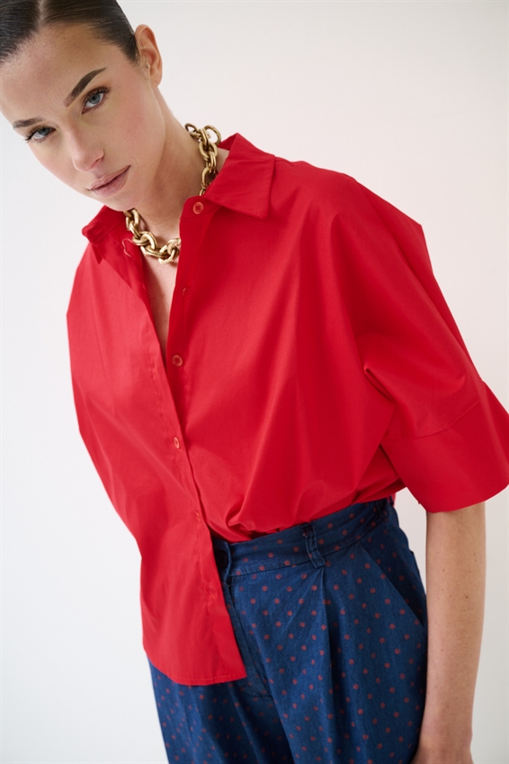 CAMICIA MANICA A PIPISTRELLO ROSSO