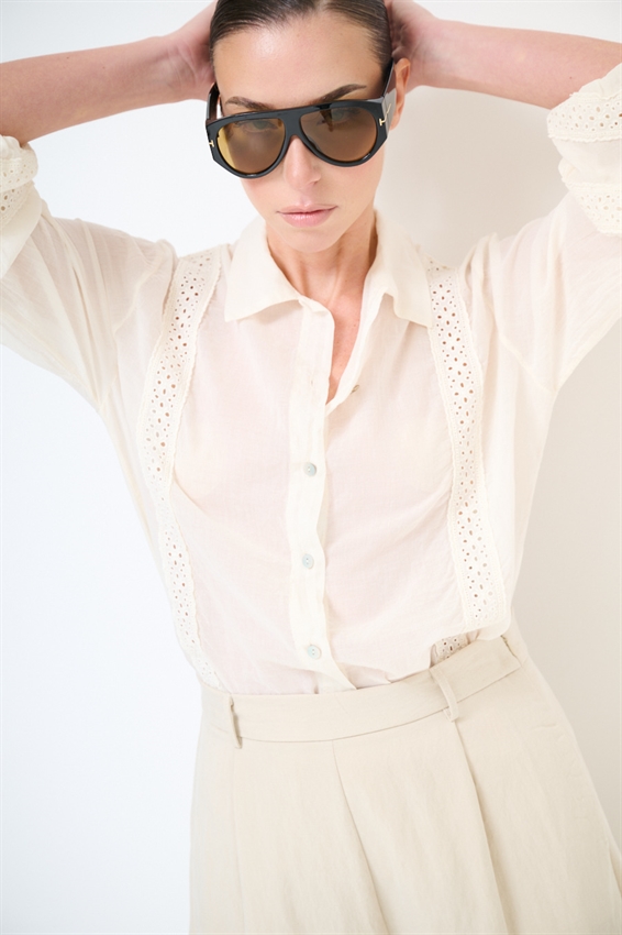 CAMICIA CON INSERTI PASSAMANERIA BURRO