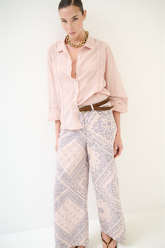 CAMICIA CON INSERTI PASSAMANERIA ROSA