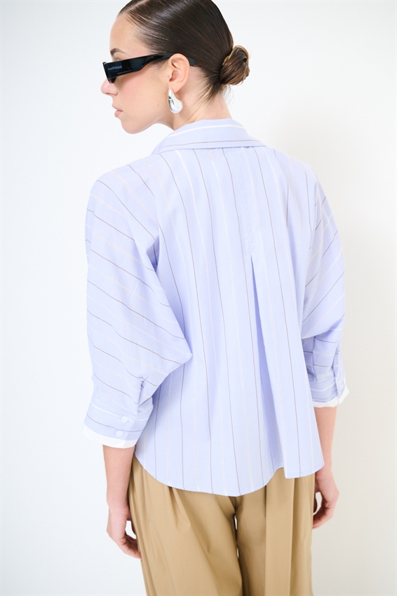 CAMICIA MANICA PIPISTRELLO RIGA RICAMATA
