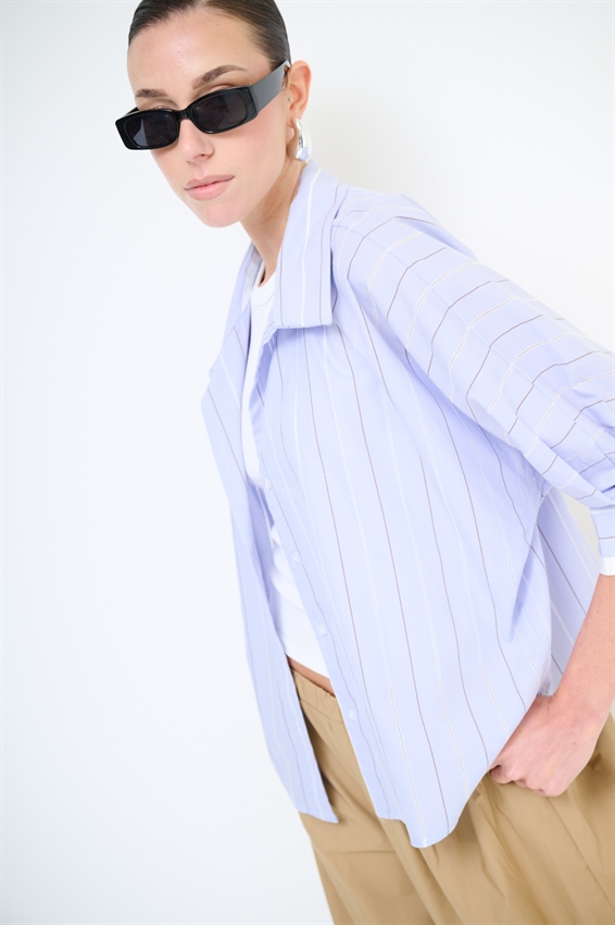 CAMICIA MANICA PIPISTRELLO RIGA RICAMATA