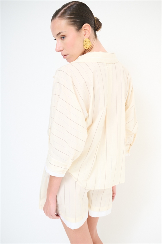 CAMICIA MANICA PIPISTRELLO RIGA RICAMATA