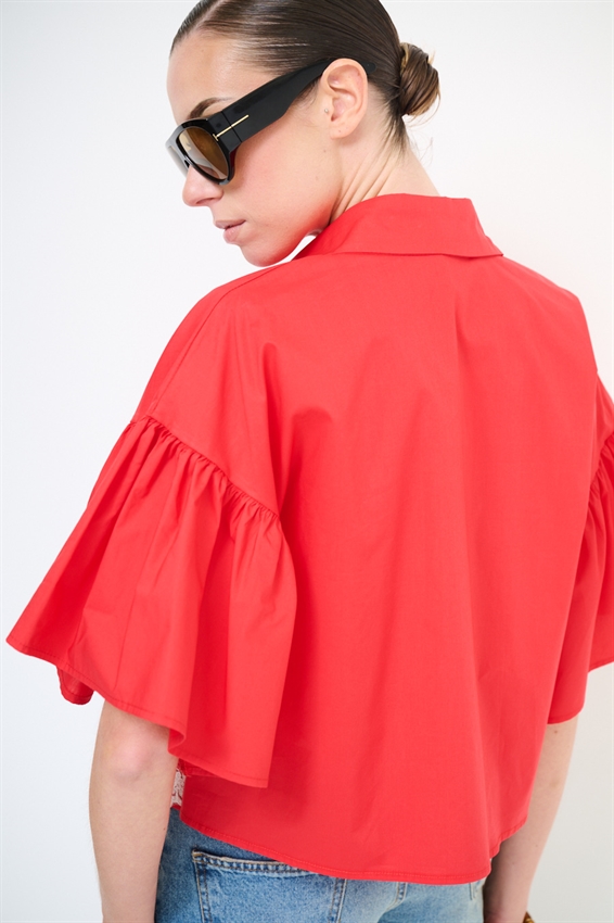 CAMICIA IN TELA PARACADUTE CON PIZZO