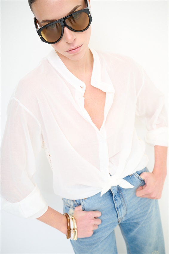 CASACCA COREANA IN MUSSOLA CON MACRAME DIETRO BIANCO