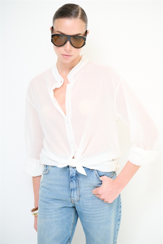 CASACCA COREANA IN MUSSOLA CON MACRAME DIETRO BIANCO