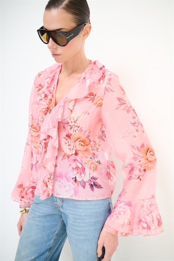 BLUSA CON VOLANT A FANTASIA